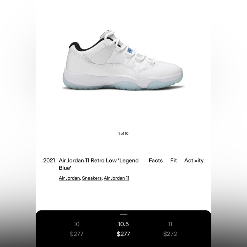 2021 
Air Jordan 11 Retro Low 'Legend Blue'